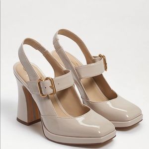 JILDIE MARY JANE SLING BACK HEEL in Linen Patent